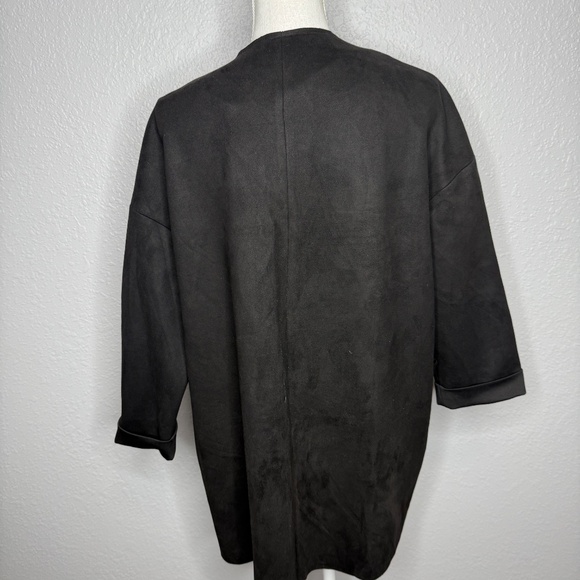 Zara Women's Small  Black Long sleeve Pockets open Front Overcoat Blazer -cp - Picture 6 of 9